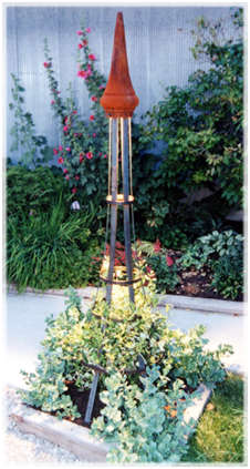 Our lighted steel landscape trellis